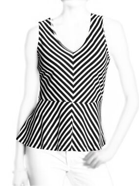 BANANA REPUBLIC Black & White Striped Peplum Camisole - 14